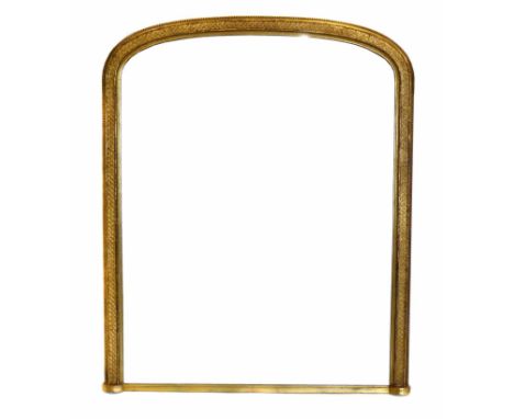 Late 19th century gesso framed over mantel mirror, the arched frame with moulded beadwork embellishments, glass possibly of a
