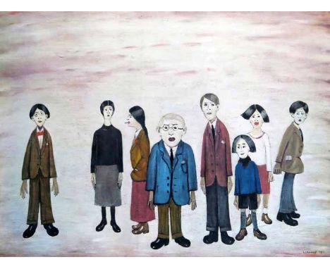 After Laurence Stephen Lowry R.A. (British, 1887-1976), "His Family", signed in pencil, with Fine Art Trade Guild blindstamp,