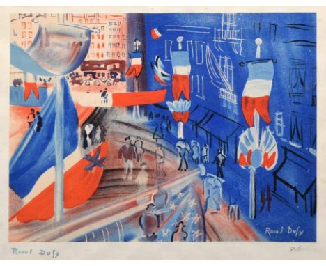 Raoul Dufy (1877-1953), "Les Drapeaux de Nice", numbered P/25 in pencil in the margin, titled on gallery label - 'The Redfern