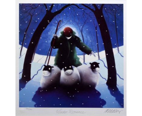 After Mackenzie Thorpe (1956-),   "Winter Romance", signed and numbered 155/550 in pencil in the margin, with Washington Gree