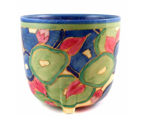 Clarice Cliff Jardiniere, decorated with Blue Chintz pattern, 17cm high     Condition report: scratching to the enamel but no