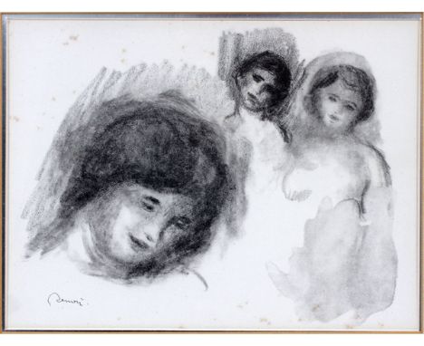 PIERRE-AUGUSTE RENOIR (FRENCH, 1841-1919), LITHOGRAPH ON PAPER, H 9", W 11.2", "LA PIERRE AUX TROIS CROQUIS"Stamped signed lo