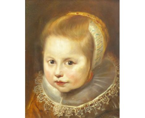 Follower of Cornelis De Vos (Flemish 1584-1651): Portrait of a Young Girl, member of the Van Houten family, oil on panel bear