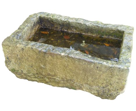York stone trough of rectangular form, W89cm, H30cm, D57cm Condition Report & Further Details Click here for further images, 