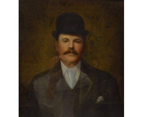 English School (Early 20th century): Portrait of a Gentleman in a Bowler Hat, oil on canvas unsigned 60cm x 50cm Condition Re