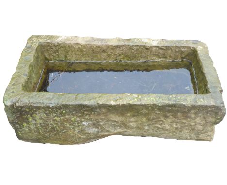 York stone trough of rectangular form, W91cm, H31cm, D46cm Condition Report & Further Details Click here for further images, 