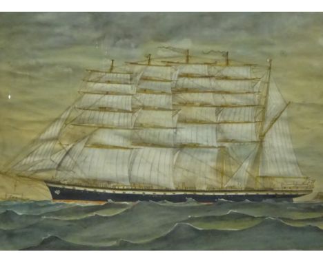 English School (Early 20th century): Portrait of the barque 'Copenhagen', gouache 48cm x 62cm Condition Report & Further Deta