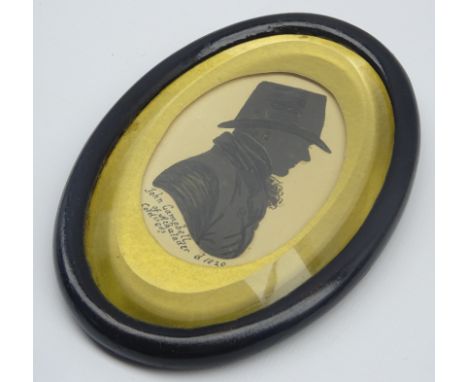 19th Century oval silhouette of John Campbell of Athalader, d1820 in a gilt surround 8cm x 5.5cm Condition Report & Further D