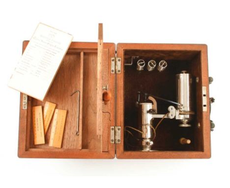 A CROSBY Steam Engine Indicator in orig mahogany box with three boxwood scale rules and note book G+