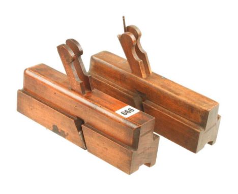 A twin iron stick and rebate plane by T CLOUGH and another unnamed G+