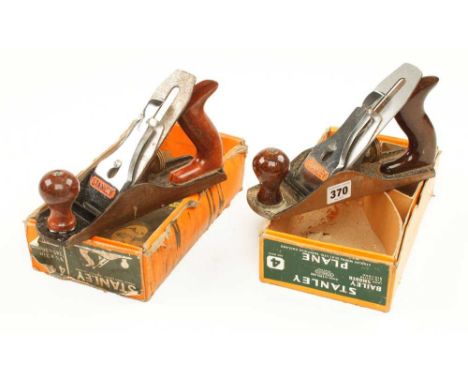 Two English STANLEY No 4 smoothers in orig boxes, little light rust G+