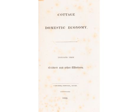 Domestic economy.- [Thynne (Isabella Elizabeth, Marchioness of Bath, compiler)] Cottage Domestic Economy. Extracts From Cobbe