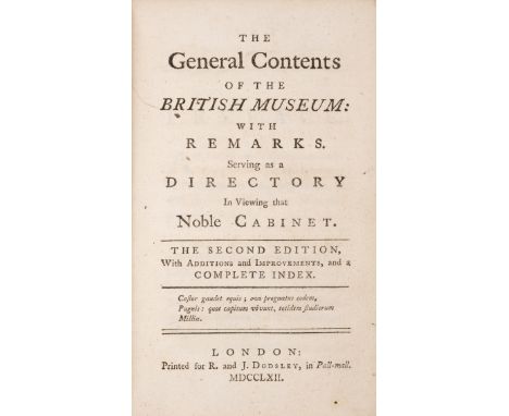 British Musem.- General Contents of the British Museum (The): With Remarks. Serving as a Directory in Viewing that Noble Cabi