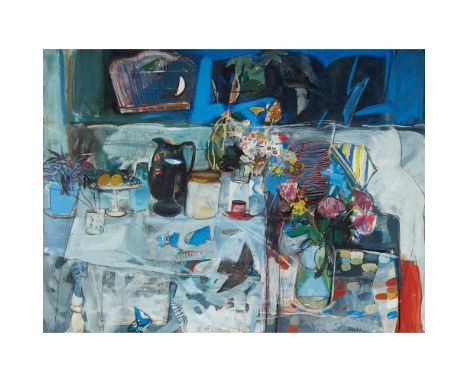 § DUNCAN SHANKS R.S.A., R.S.W., R.G.I. (SCOTTISH 1937-) NIGHT BIRD  Signed lower right, mixed mediaDimensions:86cm x 115cm (3