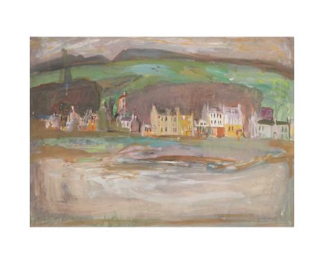 § DAVID MCCLURE R.S.A., R.S.W., R.G.I. (SCOTTISH 1926-1998) HOUSES ON THE FRONT, MILLPORT  Signed lower right, mixed media  D