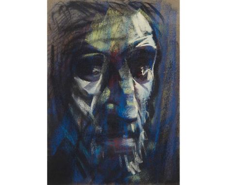 § PETER HOWSON O.B.E. (SCOTTISH 1958-) STUDY FOR THE FACE OF ANDREW Indistinctly signed lower right, pastel on dark paperDime