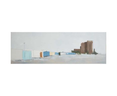 § ANNA KING (BRITISH CONTEMPORARY) VACANT LOT Signed with initials and titled verso, mixed media on boardDimensions:50cm x 15