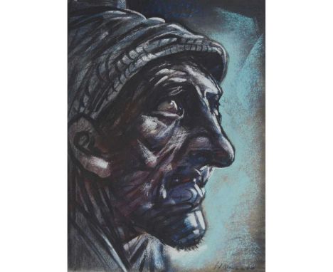 § PETER HOWSON O.B.E. (SCOTTISH 1958-) STUDY FOR ONE OF THE EXECUTIONERS Signed lower right, pastel on dark paperDimensions:2