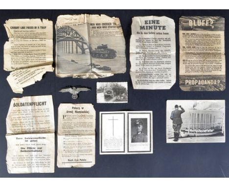 A collection of assorted WWII Second World War Third Reich Nazi German Airborne Leaflet Propaganda / Letter bomb items and ' 