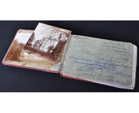 A WWI First World War interest autograph book belonging to one Ella C. Cadman, nurse, possibly Newcastle based, but also work