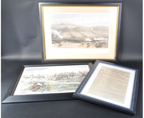 19th Century Engravings - a collection of x3 19th century engravings / documents, comprising ' Capture Of French Guns By The 