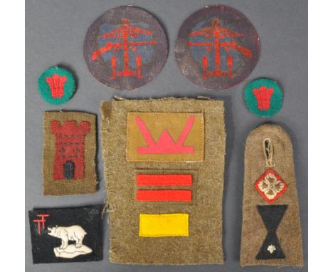 A collection of x6 assorted 20th Century WWII Second World War British Army formation cloth patch badges to include; 53rd Wel