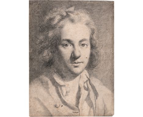Schlichten, Johann Franz von der -- Selbstbildnis des Künstlers.Schwarze Kreide. 36,5 x 27 cm. Verso möglicherweise eigenhänd