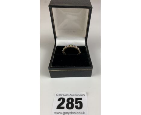 9k gold and opal eternity ring, 1 stone missing, size N, w: 2.1 gms