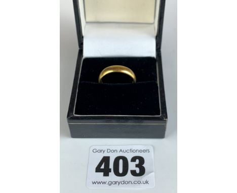 22k gold wedding band, size K, w: 4.9 gms