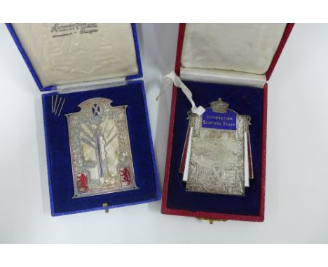 Two early 20th century cased enamel Scottish Rally plaques - Coronation Scottish Rally, Oban Bay 1937 and Empire Exhibition R