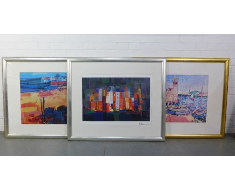 Three large coloured prints, all framed under glass, 100 x 85cm (3) 