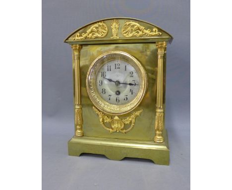 Junghans brass mantle clock with a silvered dial and Arabic numerals, 27 x 21cm 