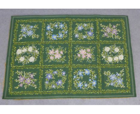 Green floral pattern tapestry panel, 153 x 103cm 
