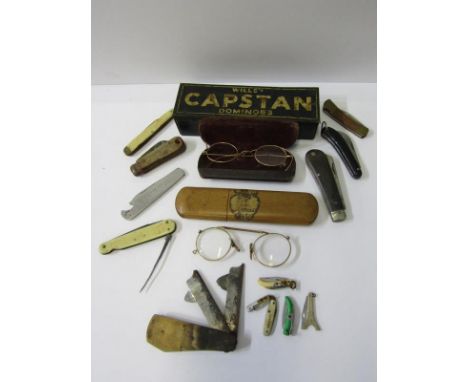 ADVERTISING, Will's Capstan Dominoes; also collection of vintage pen knives and early spectacles 