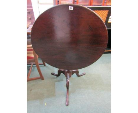 PROVINCIAL GEORGIAN TILT TOP SUPPORT TABLE, oak and fruit wood with circular top on cabriole tripod legs 