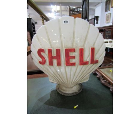 MOTORING,  a vintage milk glass Shell petrol pump display globe, 45cm 