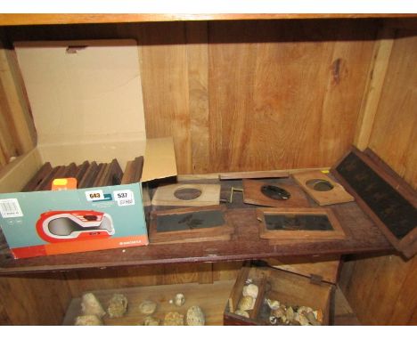 MAGIC LANTERN SLIDES, good collection of antique and vintage magic lantern slides, 1 with ratchet movement by Newton 