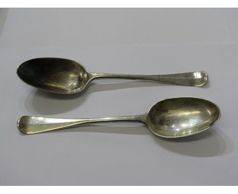 MID 18TH CENTURY SCOTTISH SILVER, pair of silver table spoons, Edinburgh 1758, maker AG with clear assay marks 