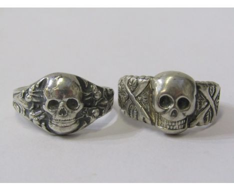 2 x SILVER SKULL RINGS, size R &amp; U 