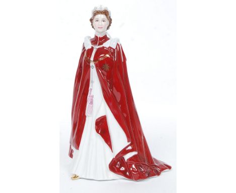 A Royal Worcester Figurine ' In celebration of The Queens 80th Birthday in 2006 ' Dressing in the Robes of the Order of the B