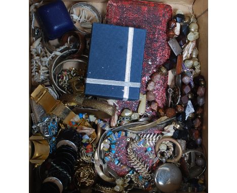 A collection of costume jewellery to include necklaces, earrings, bangles, bracelets, compass, watch etc and other items
