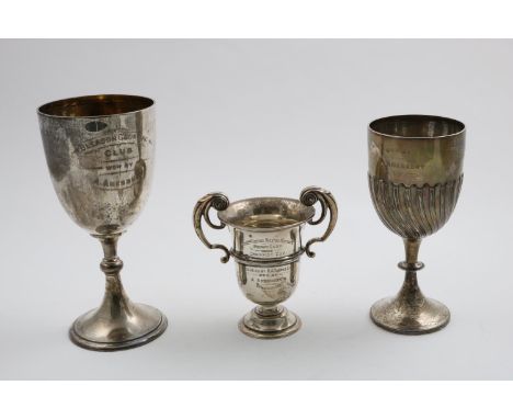 COURSING:- An Edwardian trophy goblet inscribed "Bleadon Coursing Club won by A. Amesbury" by Messrs. Barnard, London 1902, a