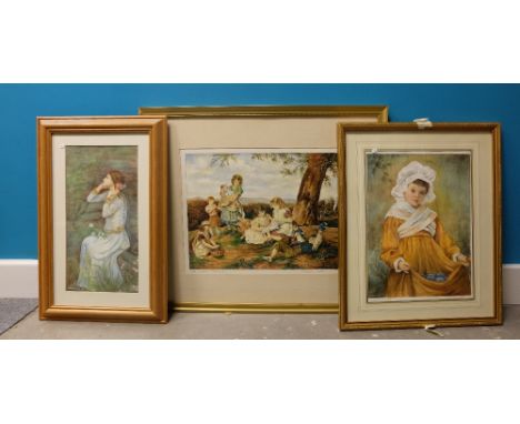 A collection of 3 portrait watercolours signed G R Brown. (3)