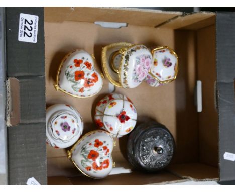 A collection of Bradex and RBLI trinket boxes, heart shaped clock containers, some limited edition. 