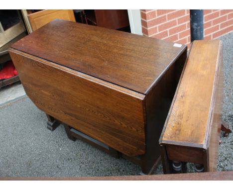 Victorian Sutherland table (damaged leg) together with 1930's oak gate leg table. (2)