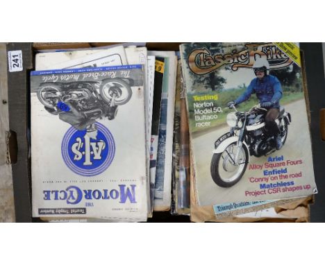 A collection of motor cycle magazines and books from the 1980's including Norton manual, Classic Bike, etc.