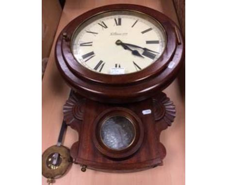 Modern wall clock signed 'E. Stonier 1997', in carved mahogany case 