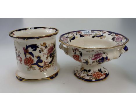 Large Masons two handled comport in the Mandalay design and a planter, height of tallest item 17cm  (2)
