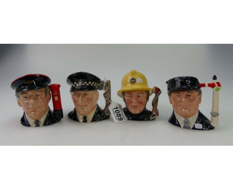 Royal Doulton set of small size character jugs from the Journey Through Britain series comprising The Policeman D6852, The Po