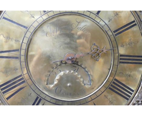 Early 18th Century country oak long case clock, 30 hour brass dial Joseph Salter of Oswestry